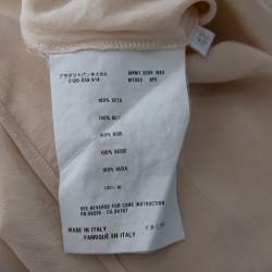 Miu Miu Cream & Yellow Paneled Silk Neck Tie Detailed Top M