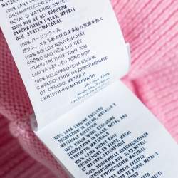 Pre Owned Miu Miu Pink Wool Knit Pearl Embellished Sweater XS