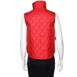 Miu Miu Red Nylon Quilted Sleeveless Puffer Jacket M