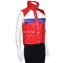 Miu Miu Red Nylon Quilted Sleeveless Puffer Jacket M