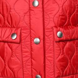 Miu Miu Red Nylon Quilted Sleeveless Puffer Jacket M