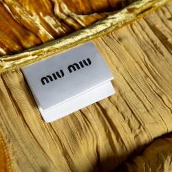 Pre Owned تنورة ميو ميو قطيفة ذهبي مقاس متوسط - ميديوم