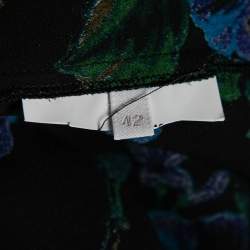 Miu Miu Black Floral Print Crepe Ruched Sleeve Detailed Blouse M