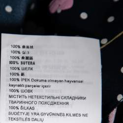 Pre Owned Miu Miu Navy Blue Polka Dot Printed Silk Ruffled Shirt M