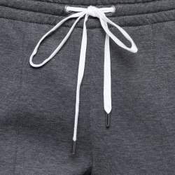 Miu Miu Grey Knit Logo Trimmed Zipped Hem Detailed Track Pants M