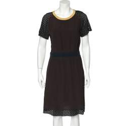 Miu Miu Brown Silk Contrast Trim Mini Dress M