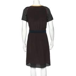 Miu Miu Brown Silk Contrast Trim Mini Dress M