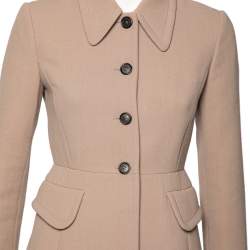 Miu Miu Beige Wool Button Front Long Sleeve Coat S