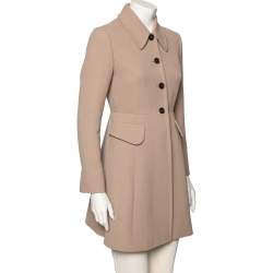 Miu Miu Beige Wool Button Front Long Sleeve Coat S