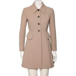 Miu Miu Beige Wool Button Front Long Sleeve Coat S
