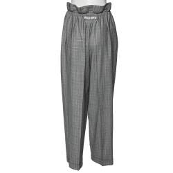Miu Miu Prince of Wales Check Wool Paperbag Waist Detailed Pants M
