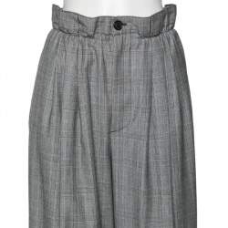 Miu Miu Prince of Wales Check Wool Paperbag Waist Detailed Pants M