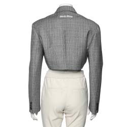 Miu Miu Grey Prince of Wales Check Wool Cropped Jacket M