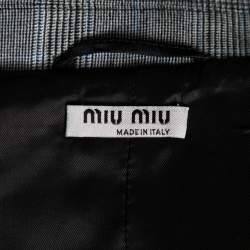 Miu Miu Grey Prince of Wales Check Wool Cropped Jacket M