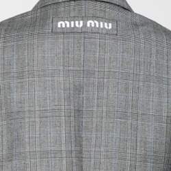 Miu Miu Grey Prince of Wales Check Wool Cropped Jacket M