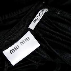 مملوكة مسبقًا Miu Miu Black Tulle Plunge Neck Halter Neck Flared Dress M