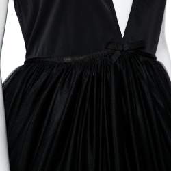 مملوكة مسبقًا Miu Miu Black Tulle Plunge Neck Halter Neck Flared Dress M