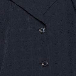 Miu Miu Navy Blue Textured Mid Length Coat S