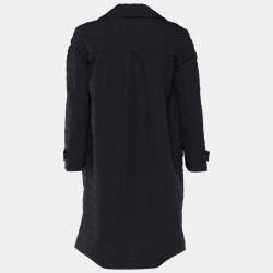 Miu Miu Navy Blue Textured Mid Length Coat S