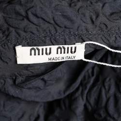 Miu Miu Navy Blue Textured Mid Length Coat S
