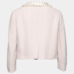 Miu Miu Nude Pink Crepe Embellished Collar Detail Jacket M