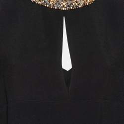 Miu Miu Black Crepe Embellished Neck Sleeveless Top M