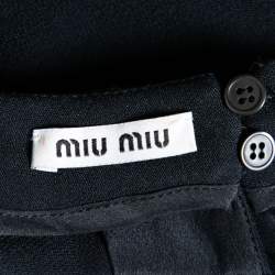 Miu Miu Black Crepe Embellished Neck Sleeveless Top M