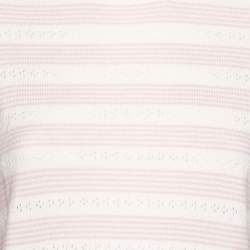 Miu Miu Cream & Pink Striped Perforated Wool Knit Jumper S