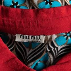 Miu Miu Blue Floral Printed Crepe Sleeveless Button Front Collar Top S