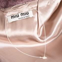 Miu Miu Lilac Velvet Bead Embellished Patch Detail Biker Jacket S