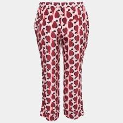 Miu Miu Pink Printed Silk Cropped Straight Leg Pants S