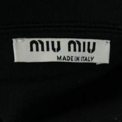 Miu Miu Navy Blue Cotton Knit Logo Embroidered Zip Front Jacket XS