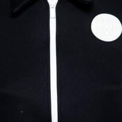Miu Miu Navy Blue Cotton Knit Logo Embroidered Zip Front Jacket XS