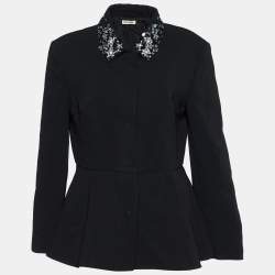 Miu Miu Black Synthetic Crystal Embellished Blazer M