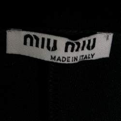 Miu Miu Black Stretch Knit Crystal Embellished Logo Leggings S
