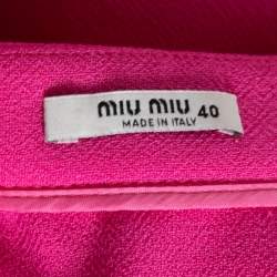 Pre Owned Miu Miu Pink Wool Crepe Skater Skirt S