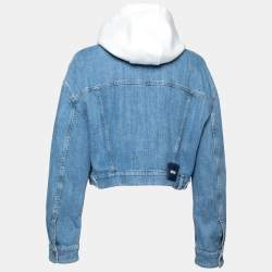 Miu Miu Blue Denim Cropped Hooded Jacket S