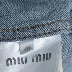 Miu Miu Blue Denim Cropped Hooded Jacket S