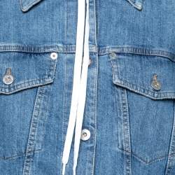 Miu Miu Blue Denim Cropped Hooded Jacket S