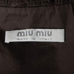 Miu Miu Olive Green Wool Ribbed Knit Detail Long Coat S