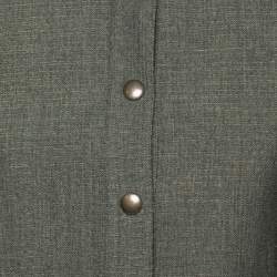 Miu Miu Olive Green Wool Ribbed Knit Detail Long Coat S
