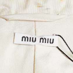 Pre Owned Miu Miu Cream Printed Silk Taffeta Button Front Jacket S