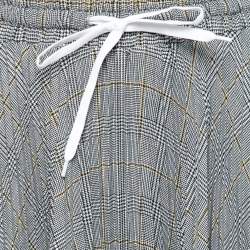 Miu Miu Grey Check Patterned Crepe Pleated Maxi Skirt S