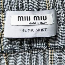 Miu Miu Grey Check Patterned Crepe Pleated Maxi Skirt S