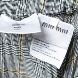 Miu Miu Grey Check Patterned Crepe Pleated Maxi Skirt S