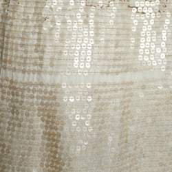 Miu Miu Cream Sequined & Printed Cotton Sleeveless Dress M