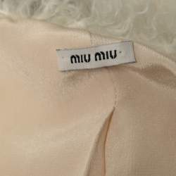 Miu Miu Beige Cayote Fur Short Sleeve Jacket M