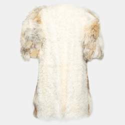 Miu Miu Beige Cayote Fur Short Sleeve Jacket M