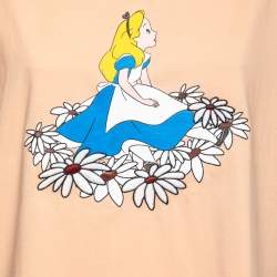 Miu Miu Orange Alice in Wonderland Print Oversized T-Shirt M