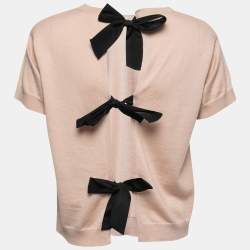 Miu Miu Blush Pink Wool Tie Back Sweater Top S